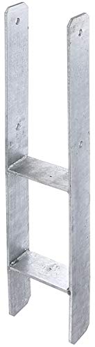 Bild von Ultiness® H-Pfostenträger zum Einbetonieren feuerverzinkt Gesamthöhe: 600 mm stabile H-Bodenanker H-Anker Pfostenanker für Carport Zaun Überdachung (121 mm)