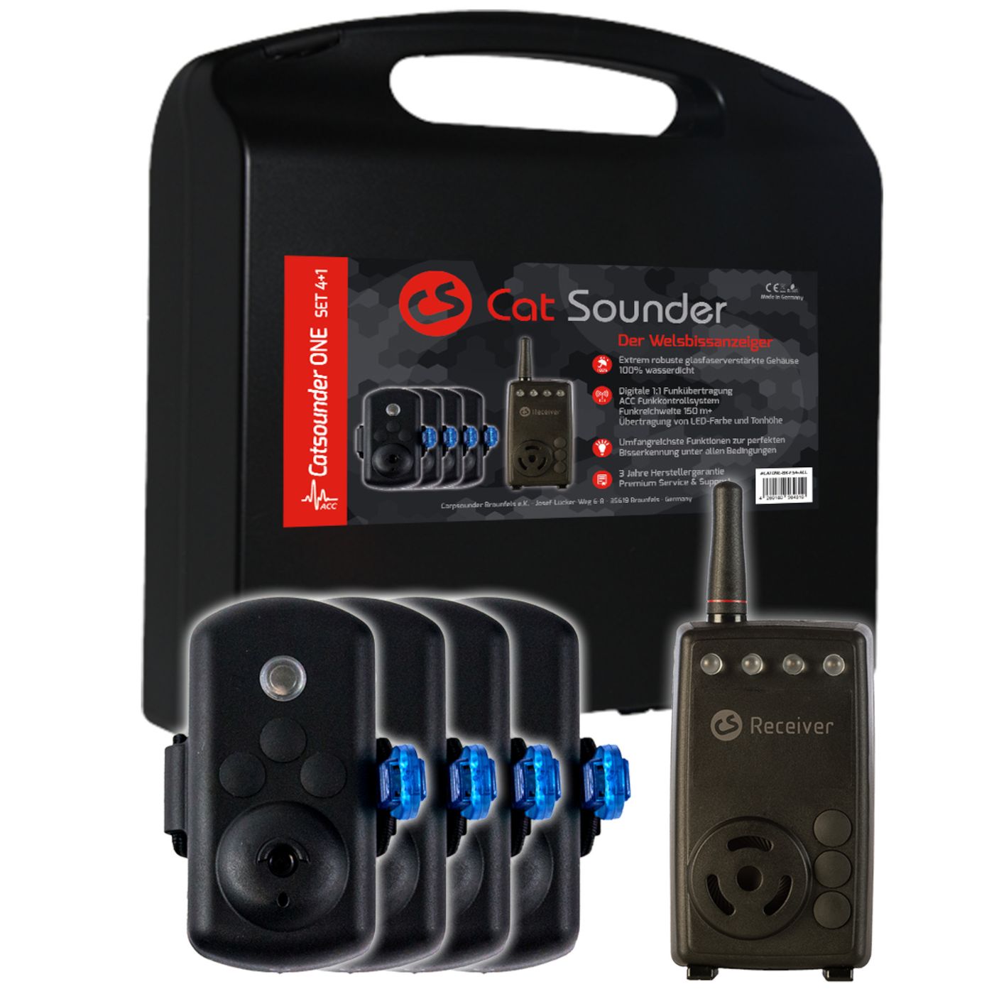 Bild von Carp Sounder elektronischer Bissanzeiger Carp Sounder Catsounder One Set 4+1 - Bissanzeiger