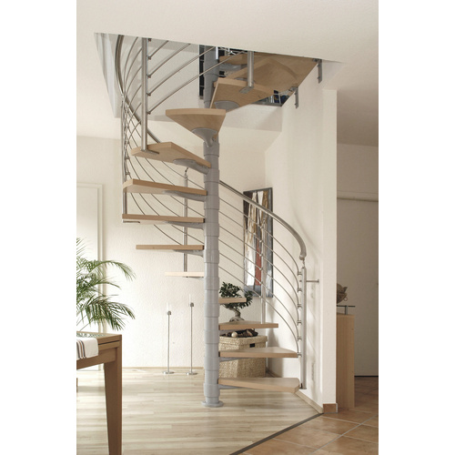 Bild von Luxholm Spindeltreppe »Rondo-Mini«, 12 Stufen, max. Geschosshöhe 278 cm - silberfarben