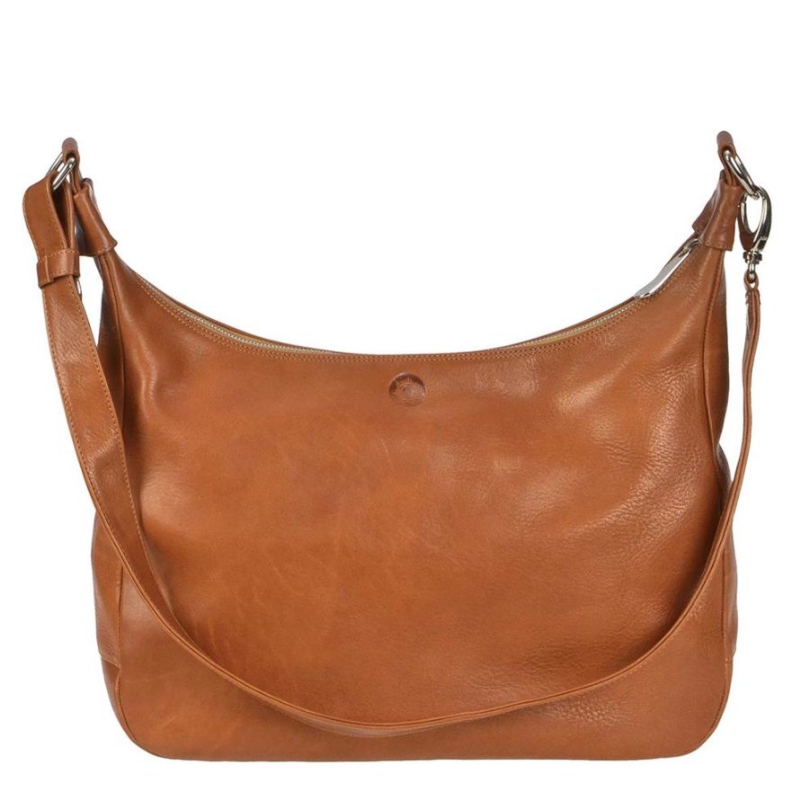 Bild von Sonnenleder Umhängetasche Leder 37x36cm "Valencia", hochwertige Schultertasche für Damen, exklusive Ledertasche, natur-braun