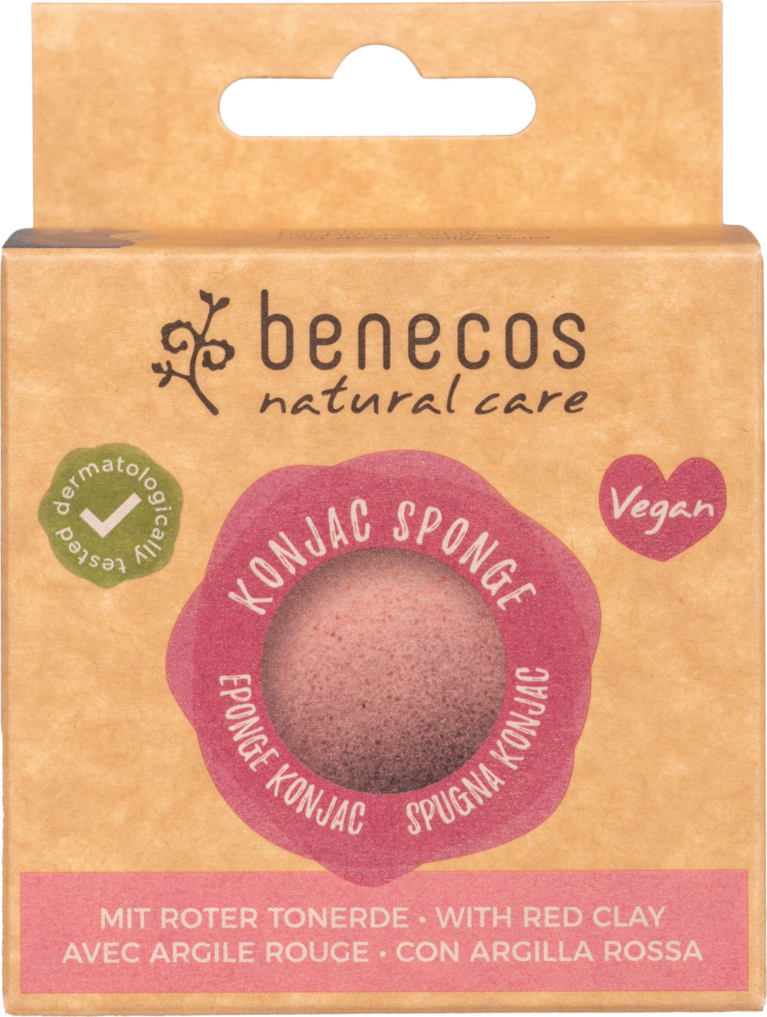 Bild von benecos - natural beauty - Konjac Sponge - red clay - 100% biologisch abbaubar, B09436, Rot, 1 Sponge