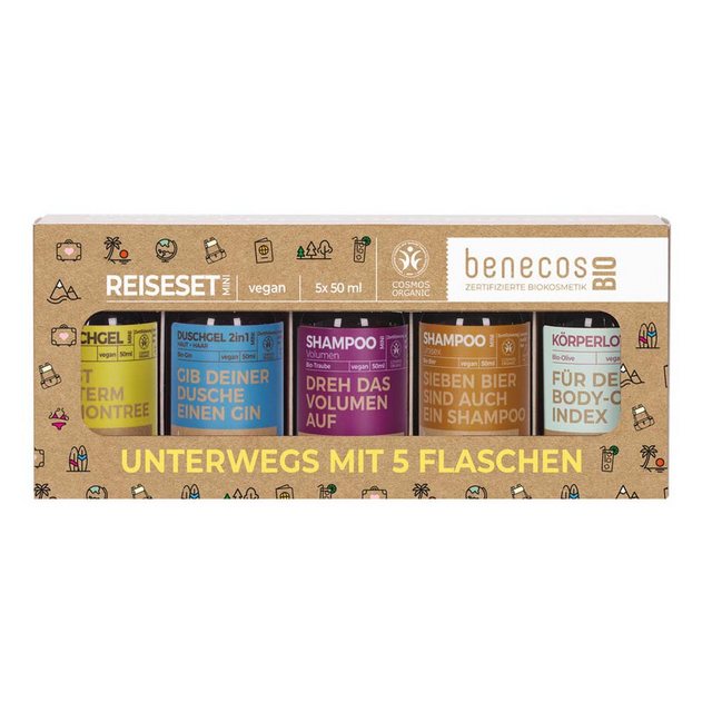 Bild von Benecos Pflege-Geschenkset Mini-Reiseset - Unterwegs mit 5 Flaschen