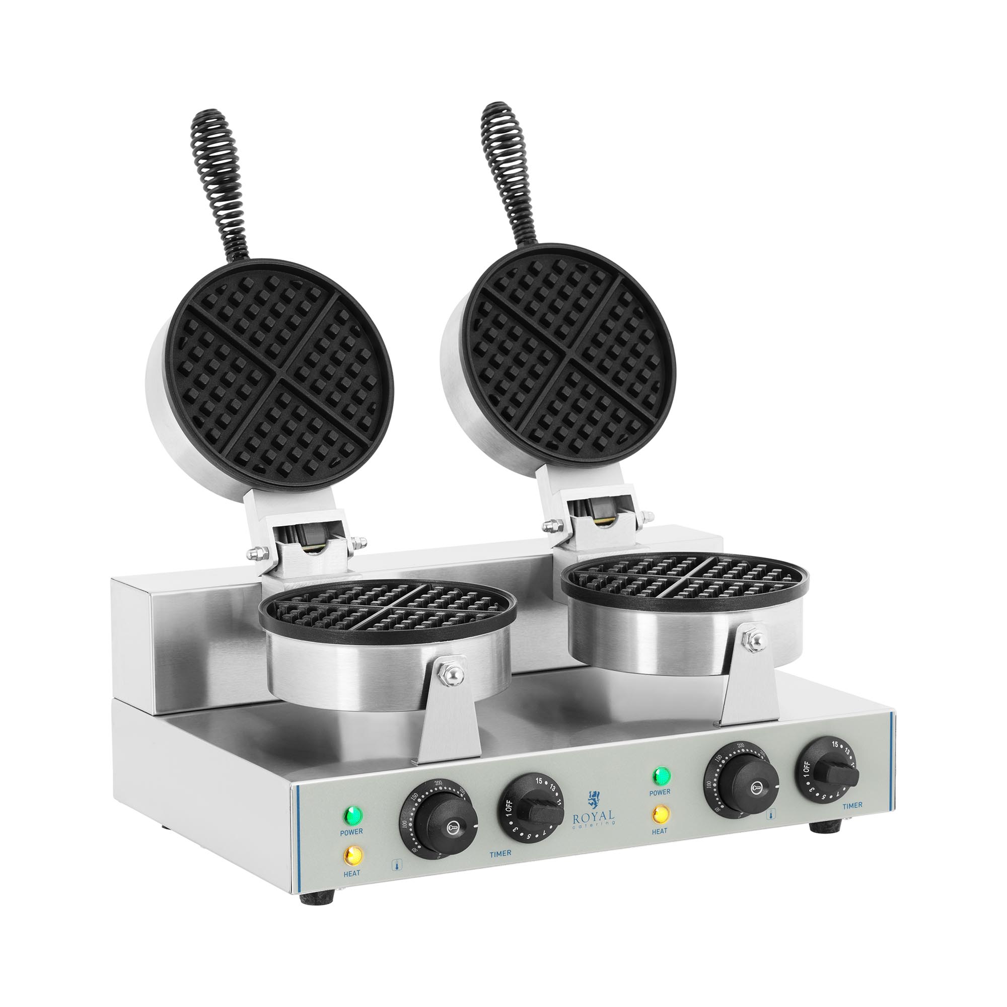 Bild von Royal Catering Waffeleisen Doppel Waffelautomat Waffeln Brüsseler Waffel Doppelwaffeleisen, Waffeleisen, Silber