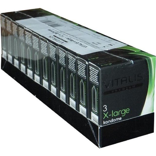 Bild von VITALIS XXL-Kondome PREMIUM X-Large (extra lange Kondome) Packung mit, 36 St., Kondome mit etwas mehr Umfang, passend für den großen Penis, zuverlässig, sicher und angenehm im Gebrauch