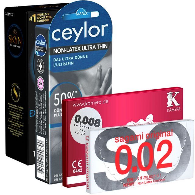 Bild von Kondomotheke Kondome Probierset: Latexfreie Kondome 4 Packungen im Mix, insgesamt, 21 St., Kondome Testpack, verschiedene Sorten für Allergiker, hypoallergen & ohne Latex