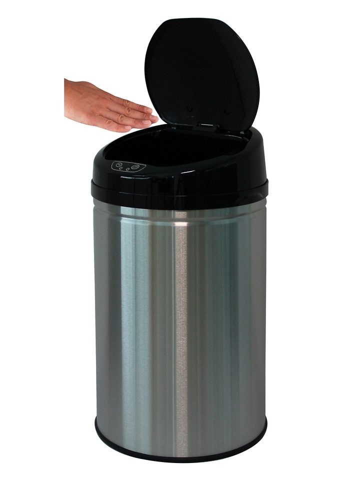 Bild von Echtwerk Abfalleimer, Mülleimer mit Sensor, elektrischer Müllbehälter, Infrarot Bewegungssensor, Korpus aus Edelstahl, Fassungsvermögen 30 Liter, brushed, INOX Black