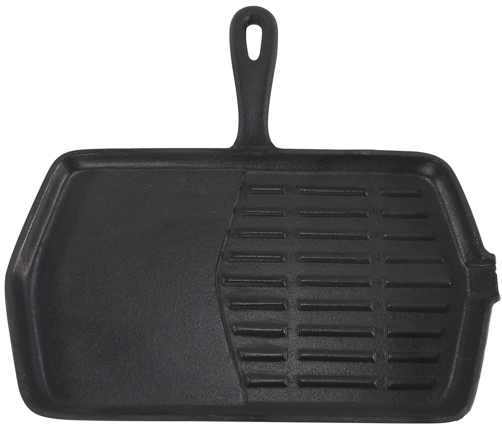Bild von ECHTWERK EW-GE-1245 Grillpfanne aus Gusseisen mit Grillstreifen, geignet für den Einsatz über offenem Feuer, Ideal für die Zubereitung von Steaks, Schwarz