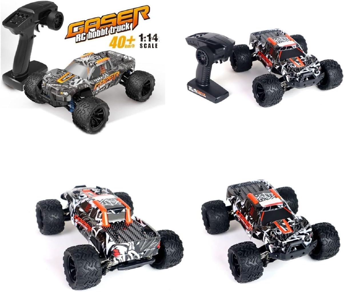 Bild von RC Elektro Monster Truck 1:14 mit 2,4Ghz, 40 km/h, Allradantrieb - LiIon - Gaser 900" (Schwarz/Orange)