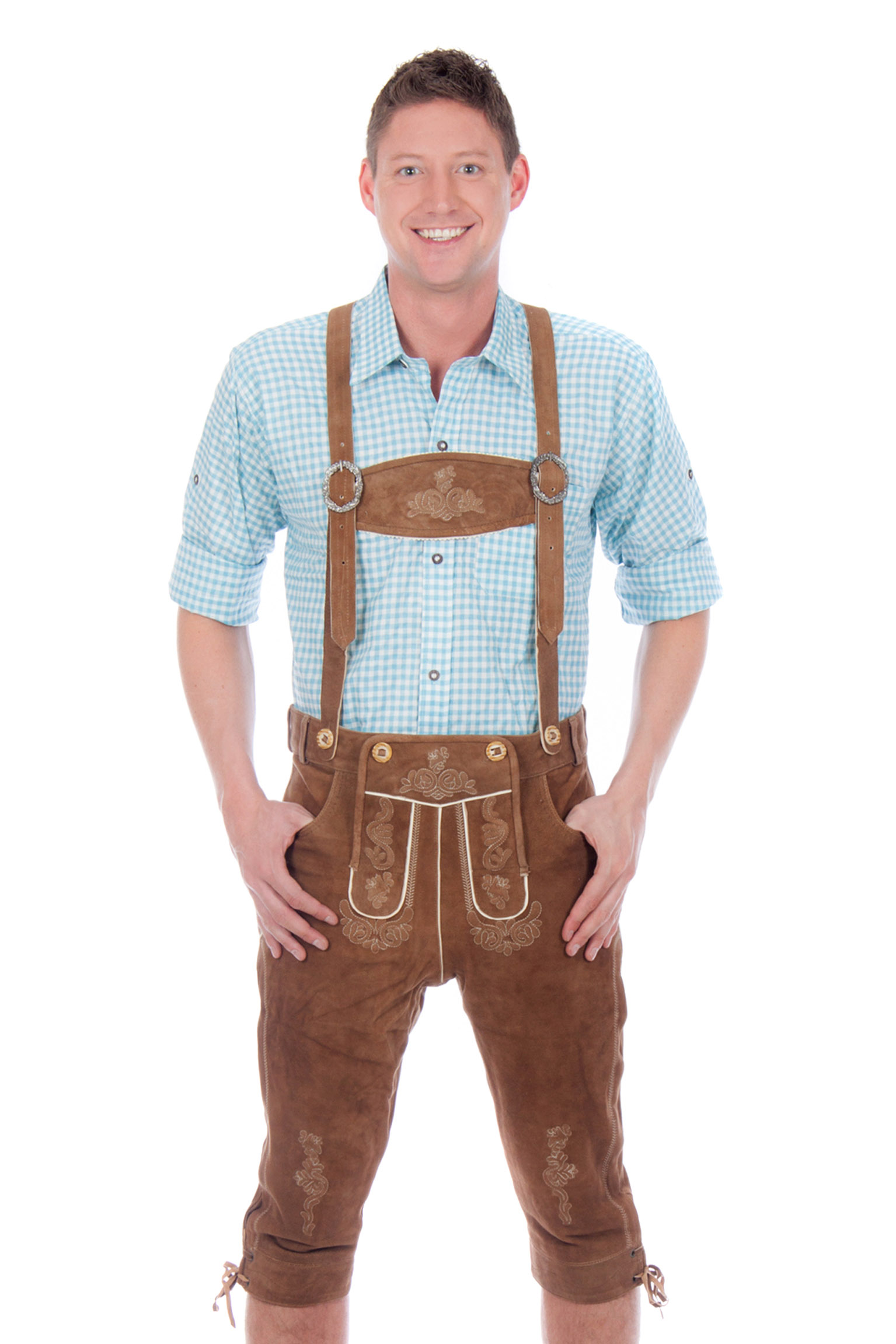 Bild von Ziegenvelour Wildbock Kniebundhose mittelbraun2