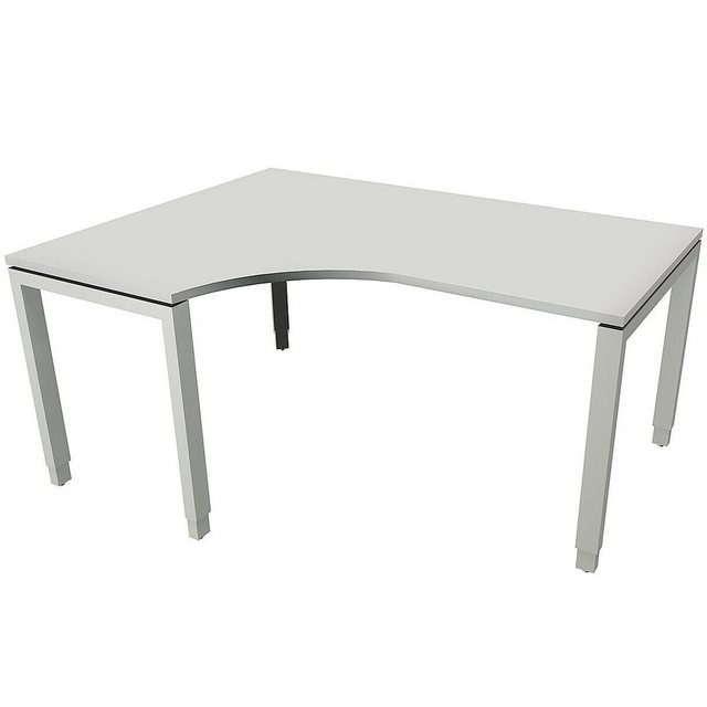 Bild von fm Sidney höhenverstellbarer Schreibtisch lichtgrau Bogenform, 4-Fuß-Gestell Quadratrohr silber 160,0 x 80,0 cm