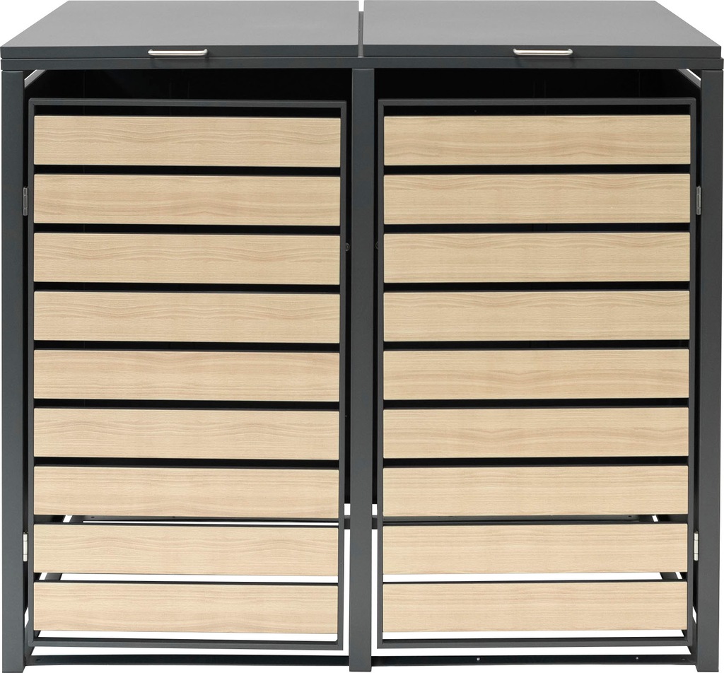 Bild von WESTMANN Mülltonnenbox für 2 Mülltonnen à 240 l, HxBxT: 116x132x80cm, mit Gasdruckfedern und Deckeldämpfern