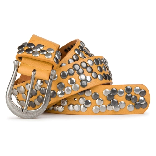 Bild von styleBREAKER Nietengürtel – Vintage Chic in Beige