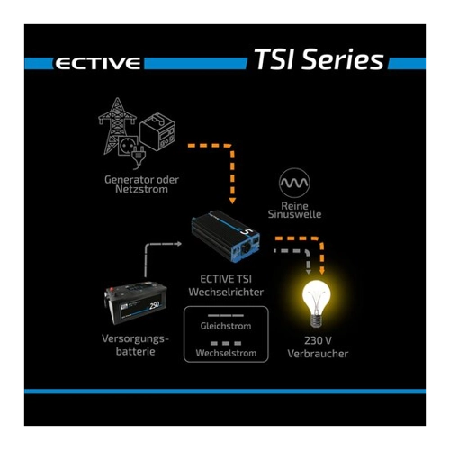 Bild von ECTIVE TSI 10 1000W/24V Sinus-Wechselrichter mit NVS- und USV-Funktion (gebraucht, Zustand gut)
