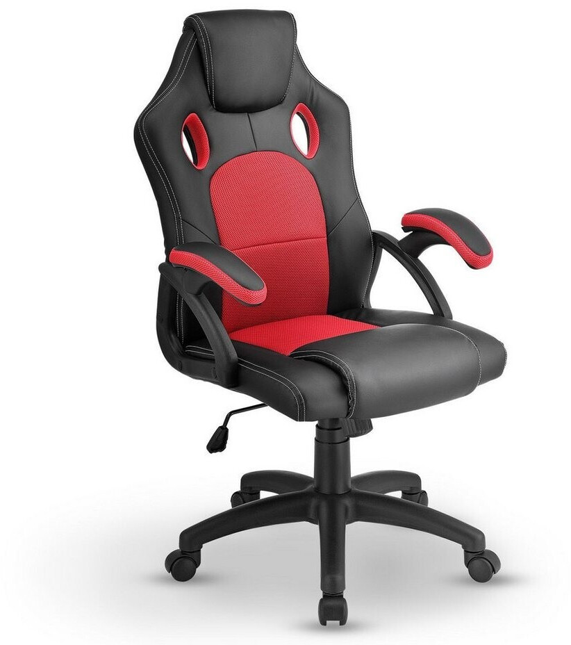Bild von Juskys Racing Schreibtischstuhl Montreal ergonomisch höhenverstellbar & gepolstert 120 kg belastbar Bürostuhl Drehstuhl PC Gaming Stuhl - rot