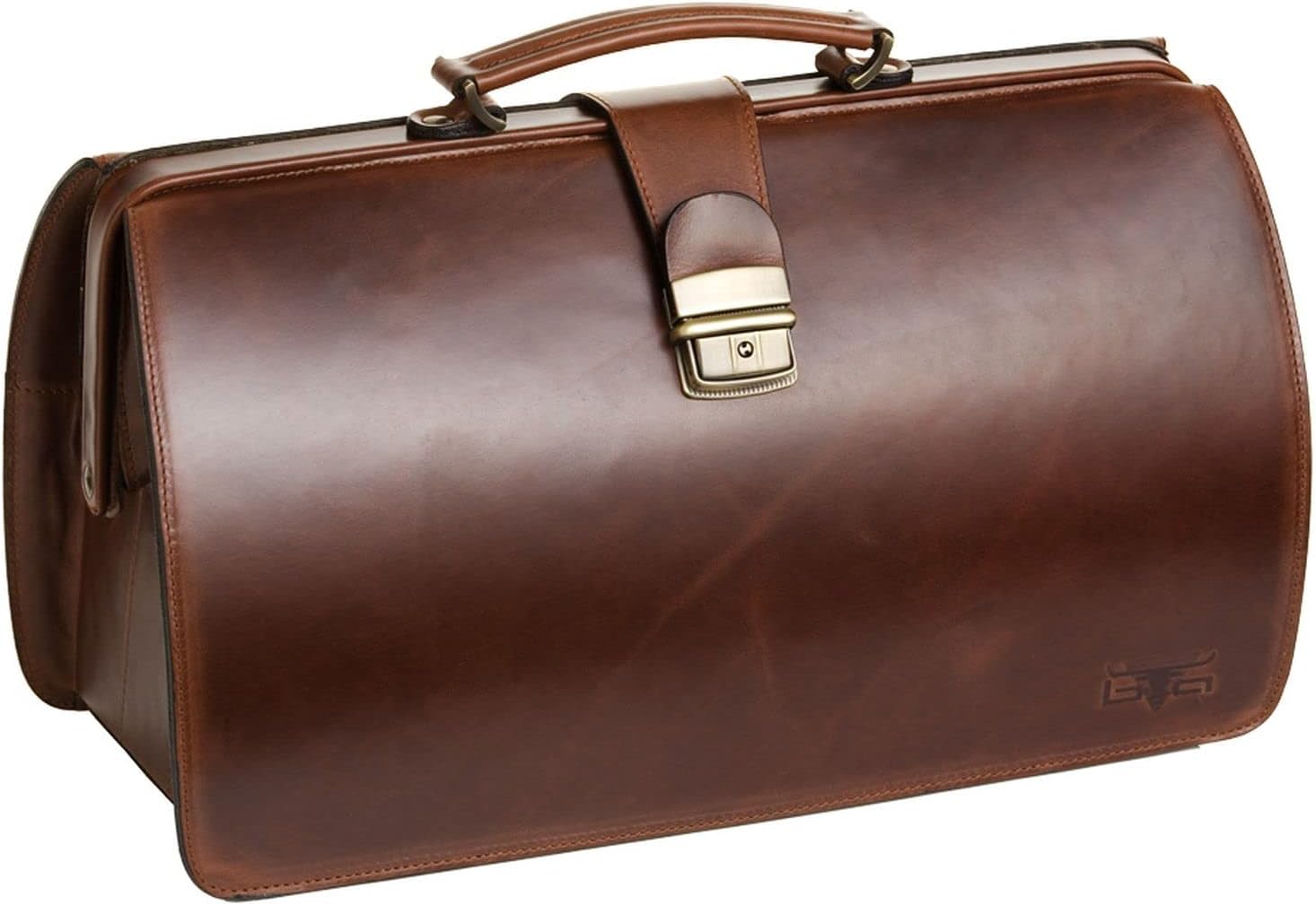 Bild von MIKA 28072202 - Doktorkoffer Heston aus Echt Leder/Sattelleder, Doktortasche mit Schloss, Arztkoffer, Arzttasche braun, Hebammentasche ca. 43 x 17 x 23 cm