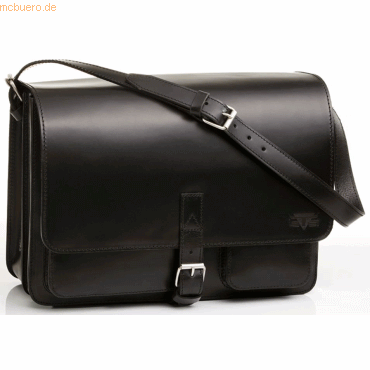Bild von Mika Schultertasche Scotty Sattelleder 40x18x26cm schwarz