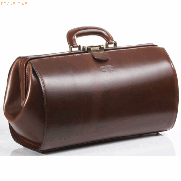 Bild von MIKA 28058602 - Doktorkoffer Hanver aus Echt Leder/Sattelleder, Doktortasche mit Hauptfach und Schloss, Arztkoffer für Damen und Herren, Hebammentasche, Arzttasche in braun ca. 41 x 18 x 24 cm