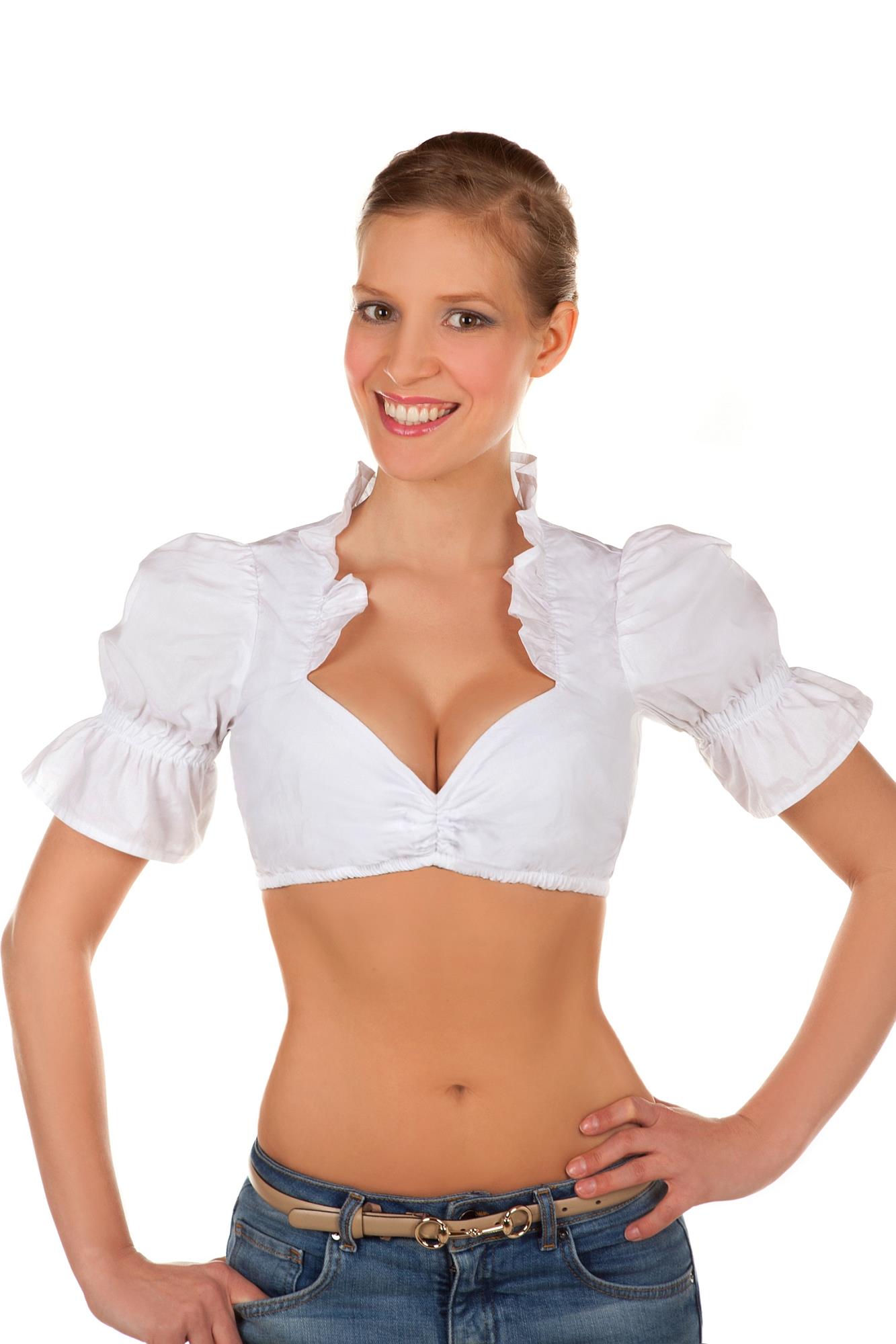 Bild von Bayerische Dirndl Bluse für Dirndl mit Rüschen Weiß 36