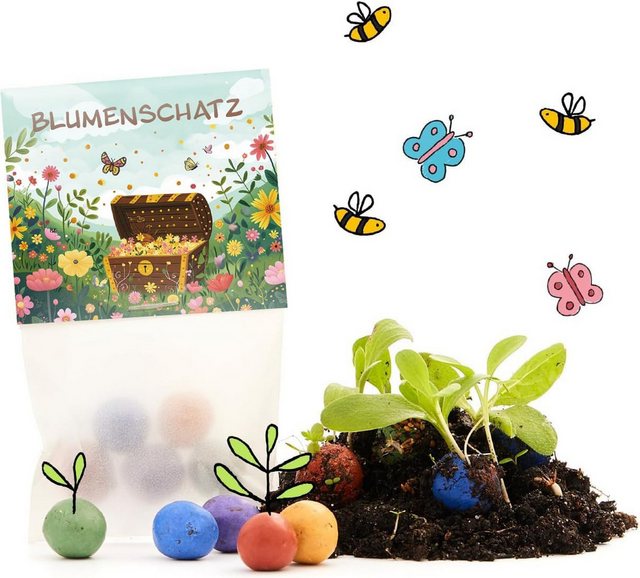 Bild von 10x 5er Blumenmurmeln - Blumenschatz I Mitgebsel Kindergeburstag - Schatz für Schatzsuche oder Schnitzeljagd I Kleines Geschenk für Kinder