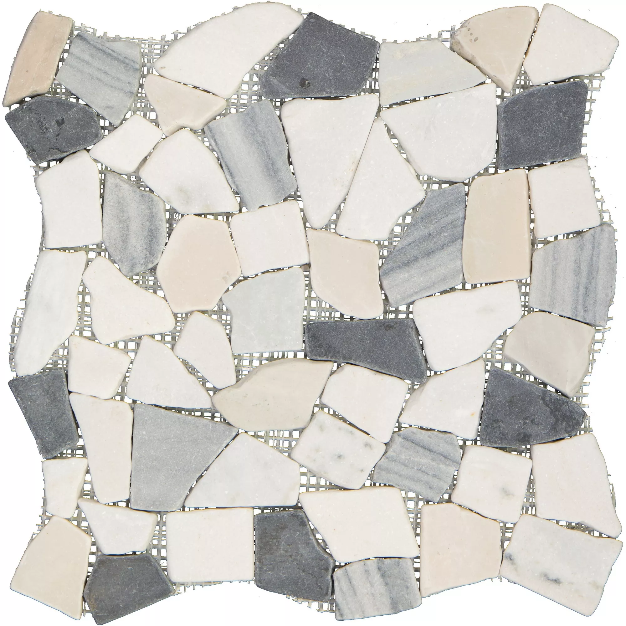 Bild von Mosaikfliese 'Peb' Naturstein beige-schwarz 29 x 29 cm