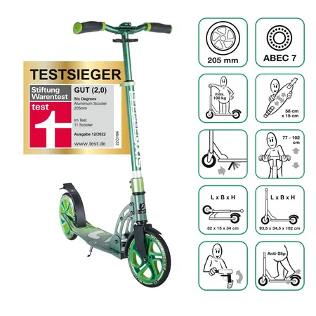 Bild von Six Degrees Aluminium Scooter 205 mm Unisex grün Onesize | (10") 2024