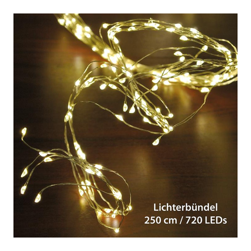 Bild von LED-Draht Lichterbündel 250 cm 'Engelshaar' mit 720 warmweißen LEDs