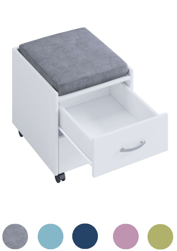 Bild von Bürocontainer+Sitzkissen-Rollschrank Schubladen Kinderzimmer-versch. Farben