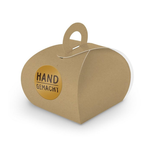 Bild von itenga Geschenkpapier SET Handgemacht (Motiv11) – 24x Geschenkschachtel mit Griff braun