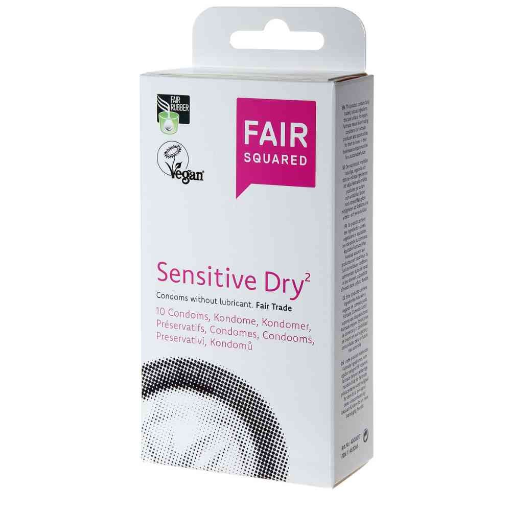 Bild von FAIR SQUARED Sensitive Dry Kondome 10 Stück 53 mm – Vegane Kondome 10er Pack aus fair gehandeltem Naturkautschuk – Kondom gefühlsecht hauchzart