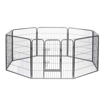 Bild von lionto Freigehege für Welpen & Kleintiere aus robustem Metall, 80x60 cm, erweiterbares Welpengitter für Wohnung, Hundezaun für den Garten inkl. Tür mit Verriegelung, witterungsbeständig, 8 Elemente