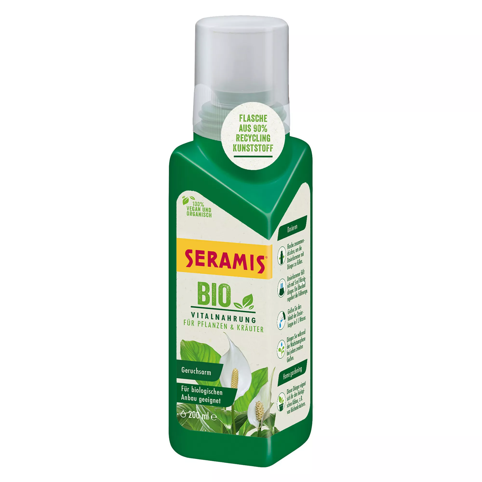 Bild von Seramis Bio-Vitalnahrung für Pflanzen und Kräuter, 200 ml – Pflanzendünger für biologischen Anbau, Flüssigdünger mit praktischer Dosierhilfe