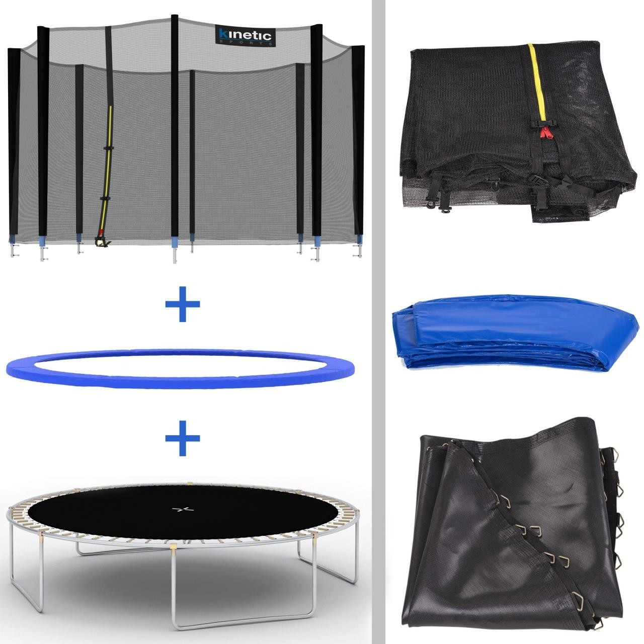 Bild von KINETIC SPORTS Trampolin Outdoor SALTO Ø 183/244/305/366/400/430/490 cm - Kindertrampolin Set mit Netz, Randpolster, USA Sprungtuch - Gartentrampolin, bis zu 160kg Blau Ø 305 cm Ø 305 cm, Blau