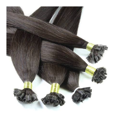 Bild von hair2heart Echthaar-Extension Bonding Extensions - glatt #5/0 Hellbraun 0.5g 30cm