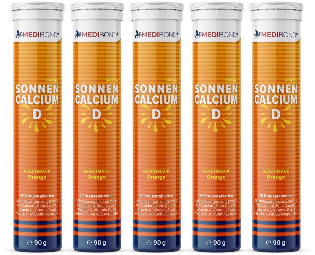 Bild von Sonnencalcium D Medibond Brausetabletten 5 x 20 Stück - Nahrungsergänzungsmittel