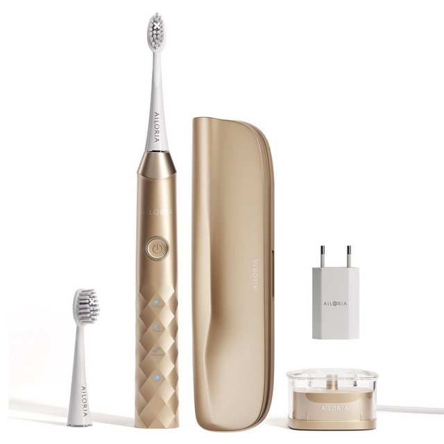 Bild von AILORIA Schallzahnbürste SHINE BRIGHT usb-schallzahnbürste limited edition, Aufsteckbürsten: 2 St., Dynamische Reinigungswirkung