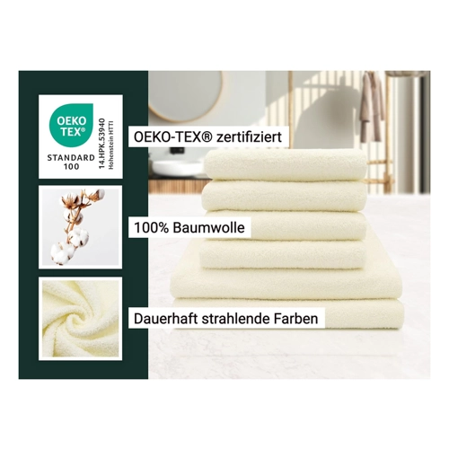 Bild von ZOLLNER Handtuch Set, Walkfrottier (6-St), 100% Baumwolle, vom Hotelwäschespezialisten, ZOLLNER Handtuch Set aus 4 Handtücher 50x100 cm & 2 Duschtücher 70x140 cm - saugstarke und weiche Tücher in gelb - mit praktischem Aufhänger - waschbar bis 60°C - Baumwolle - Hotelqualität