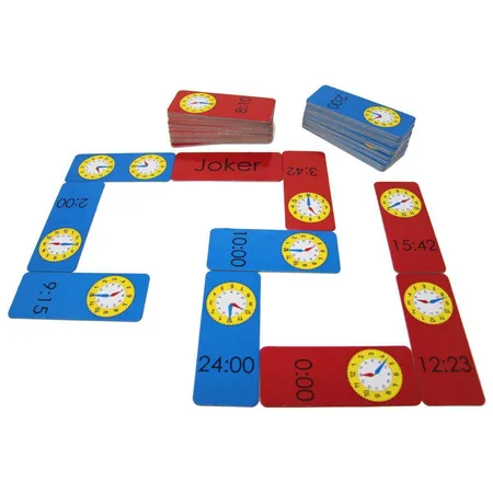 Bild von Wissner® aktiv lernen Lernspielzeug Domino - Uhrzeit (2-4 Spieler), Analog & Digital Mathe lernen (61-St), Aus 100% recycelter Pappe.