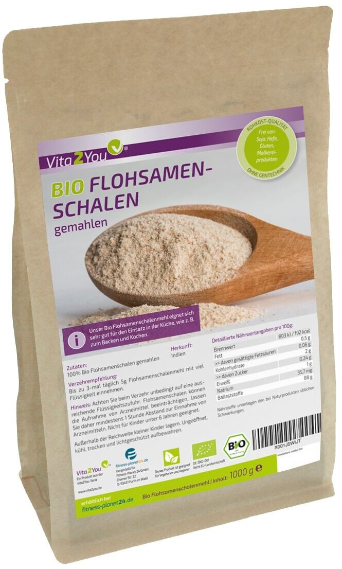 Bild von Vita2You Bio Flohsamenschalen gemahlen 99% Reinheit