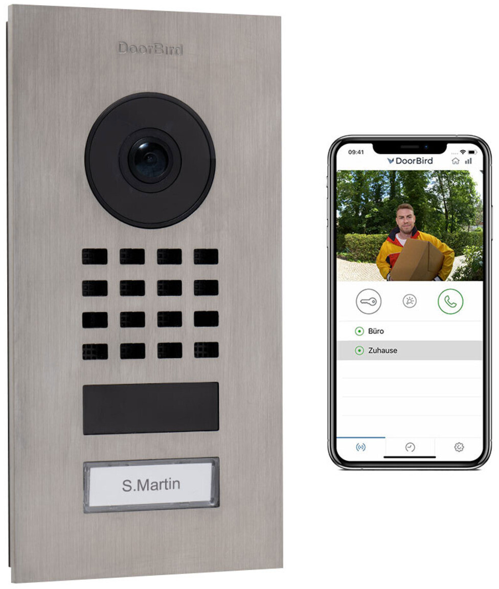 Bild von DoorBird D1101V Unterputz IP Video Türstation | Video-Türsprechanlage mit 1 Ruftaste, WLAN, Bluetooth, HD-Video, Bewegungssensor, in Edelstahl V2A