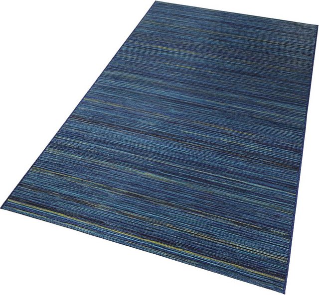 Bild von NORTHRUGS In- und Outdoor Teppich Lotus 120x170cm - Flachgewebe Wetterfest Modernes Streifen Design für Balkon Terrasse Wintergarten Küche Esszimmer Badteppich Wohnzimmerteppich Wasserfest in Blau