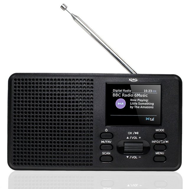 Bild von XORO DAB 142 - Tragbares Digitalradio, UKW und DAB+ Empfang, Senderspeicher, RDS-Funktion, Wecker, Bluetooth, Batterie- & Netzbetrieb, Teleskopantenne