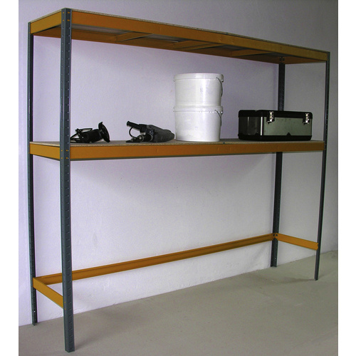 Bild von SZAGATO Garagenregal, BxHxT: 225 x 180 x 50 cm, Stahl, 2 Böden - grau