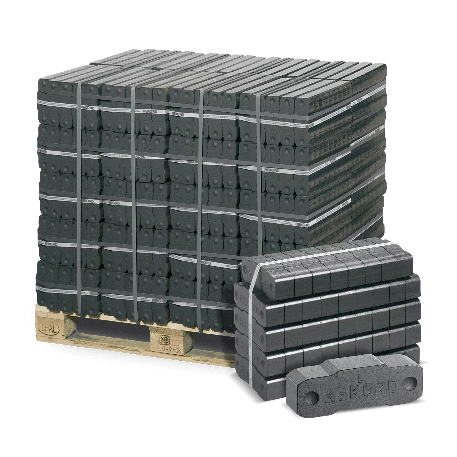 Bild von Rekord Braunkohlebriketts 25kg x 40 Gebinde 1000kg Palette