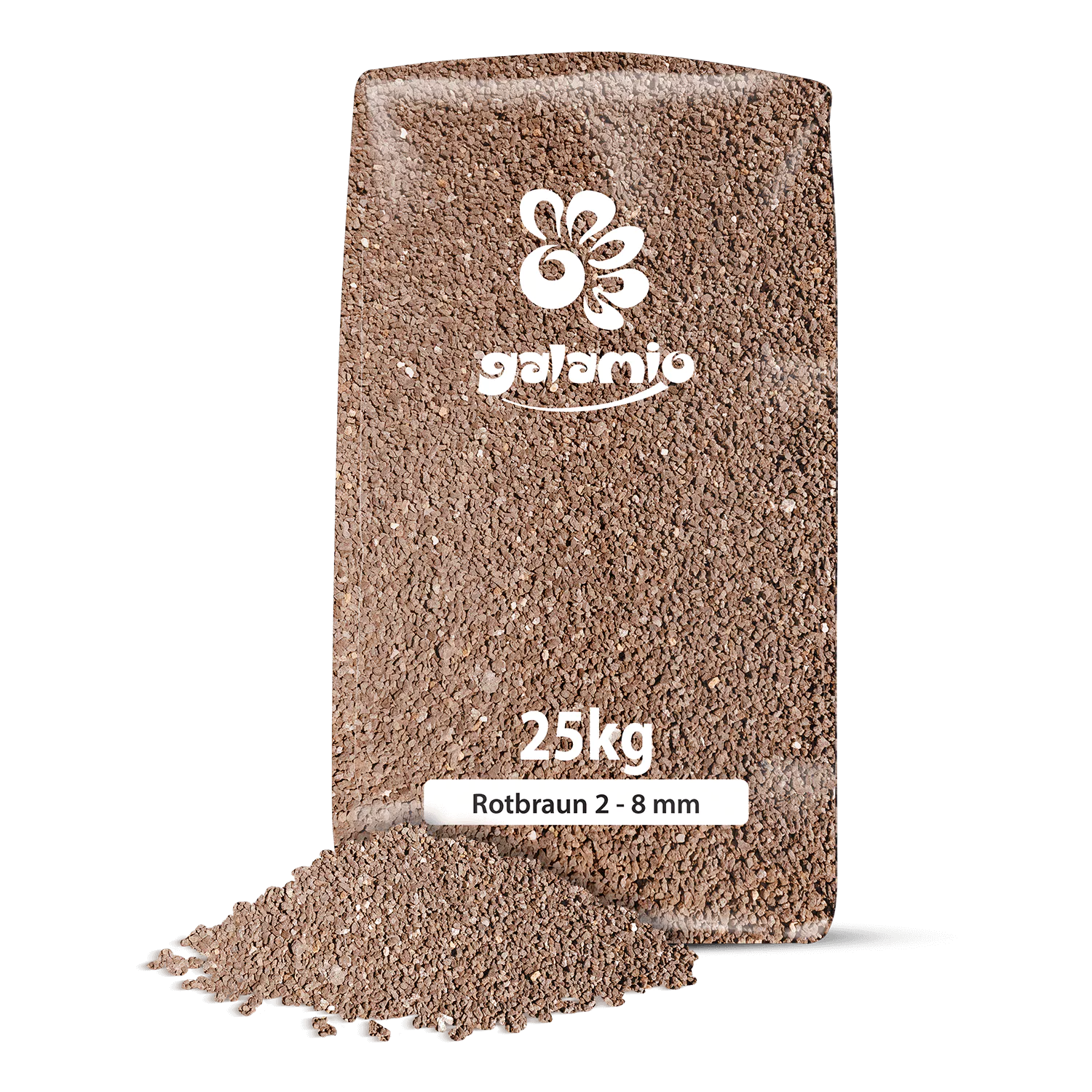 Bild von GALAMIO Lavamulch Rot Braun Lava Eifel Vulkan Gestein Beet Abdeckung Garten Mulch Pflanz Granulat Substrat Dekor Fein 2-8mm 25kg Sack