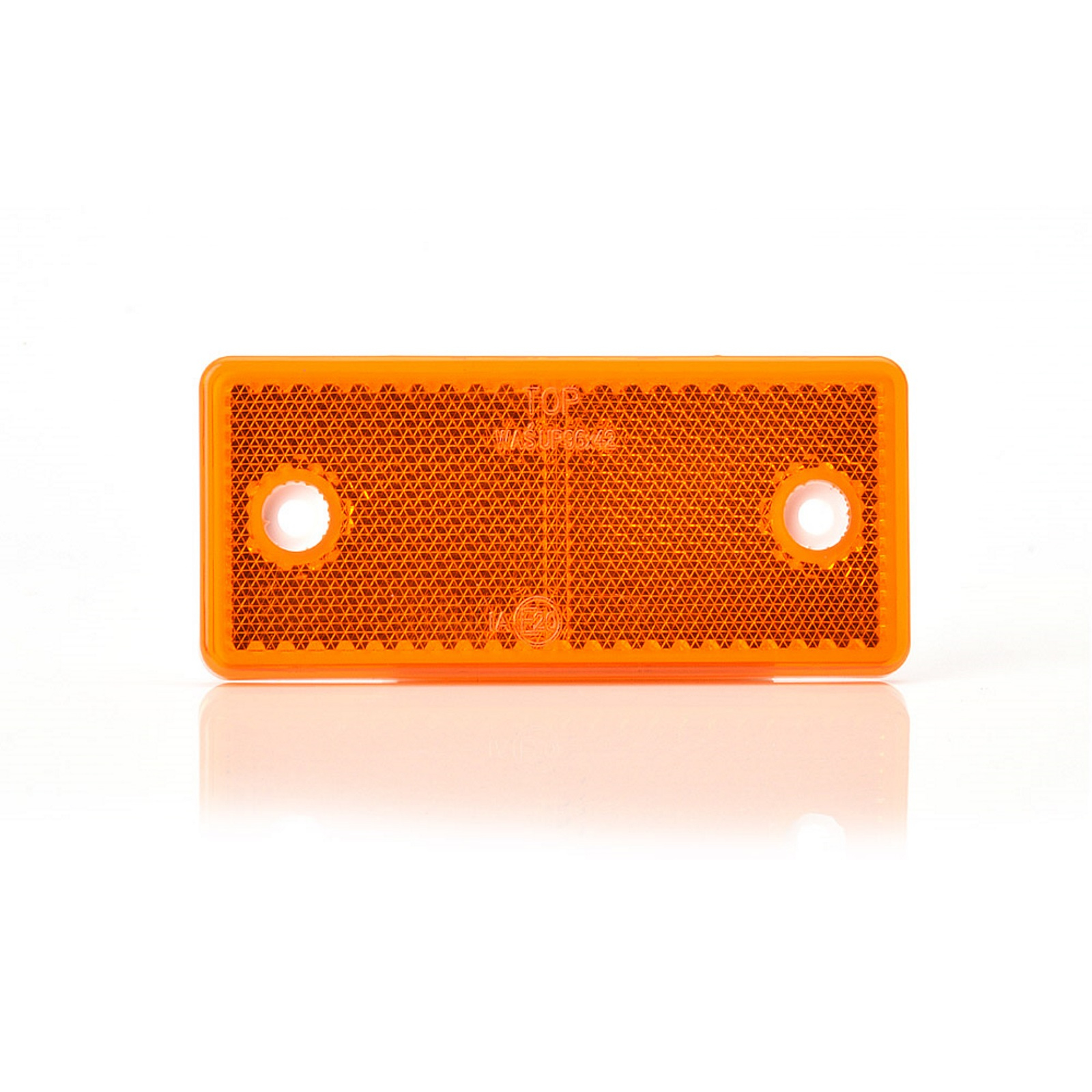 Bild von Reflektor 96 x 42 x 6mm ORANGE ECKIG Schraubbefestigung mit E20 Anhänger PKW LKW