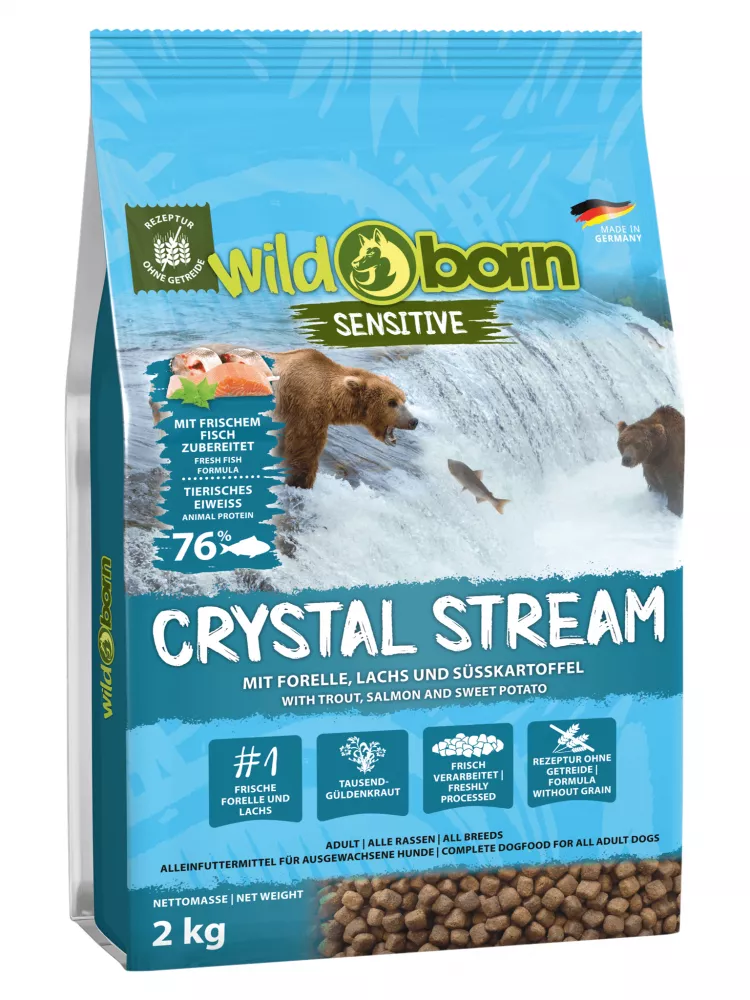 Bild von Hundefutter getreidefrei mit Forelle + Lachs 2kg Trockenfutter WILDBORN Chrystal Stream