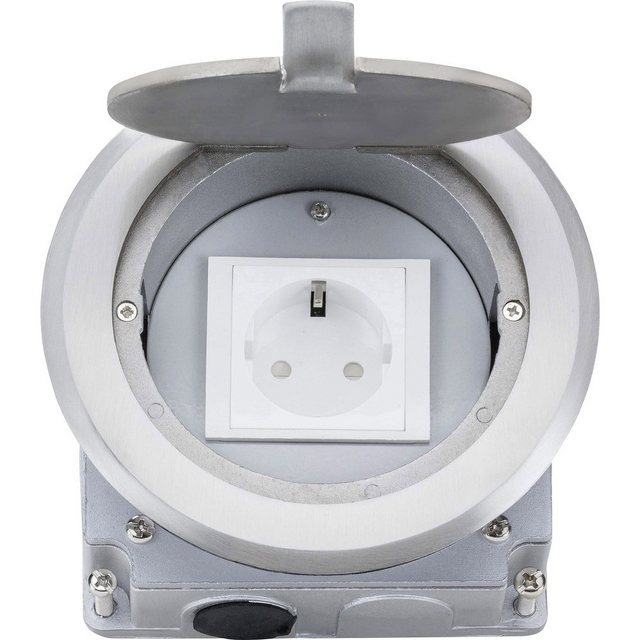 Bild von LEDmaxx STA1X1RU A, Einbausteckdose Fußbodensteckdose Steckdose 1 x Schuko Edelstahl für Boden und Wand Bodendose, 2000 W, weiß, 14.6 x 12 x 6.5 cm