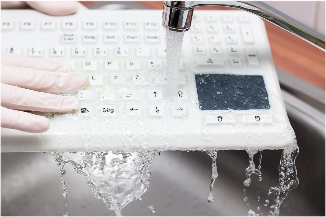 Bild von GETT InduProof Advanced TOUCH USB Silikon IP68 Tastatur DIN EN 60601 Touchpad grau 104 Tasten (CH) (KG17282)