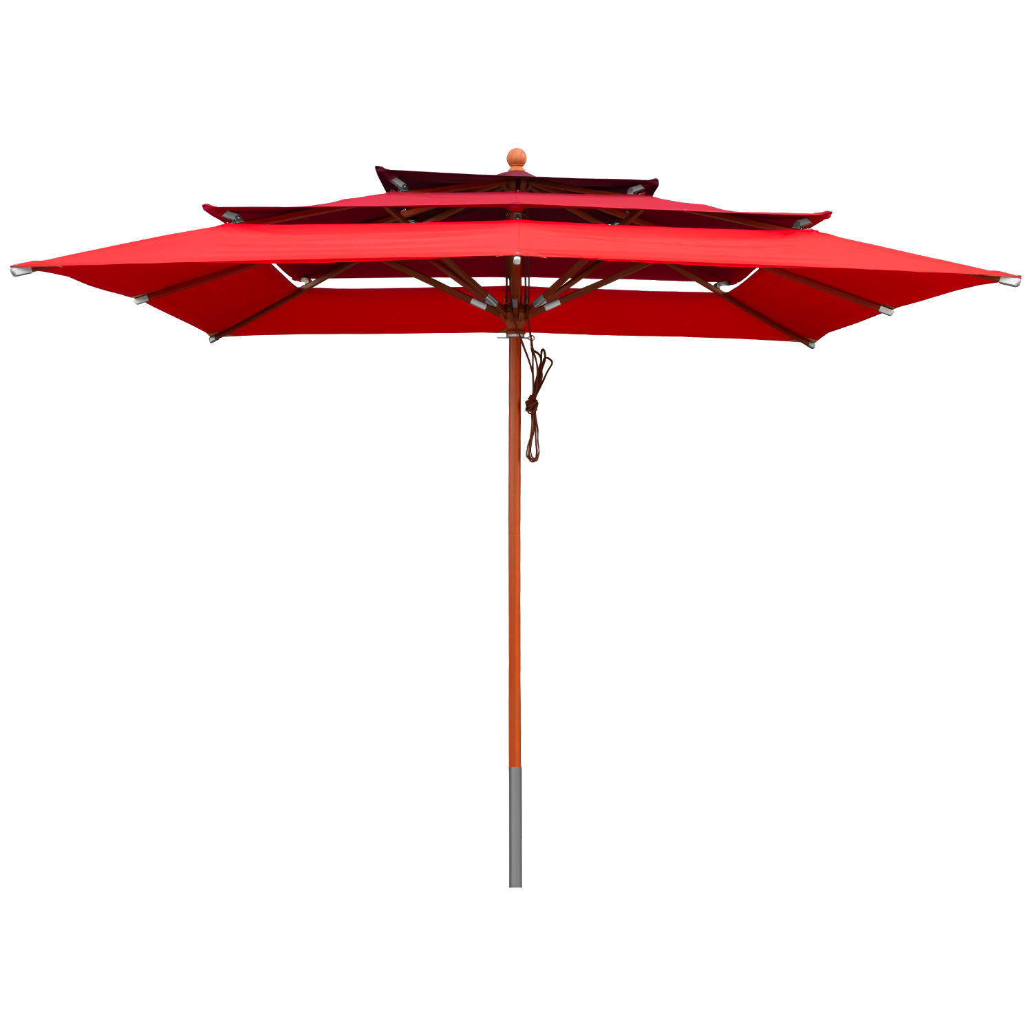 Bild von Rot - anndora Sonnenschirm 3x3m eckig 3-lagig Mehrfarbig Rot UV-Schutz