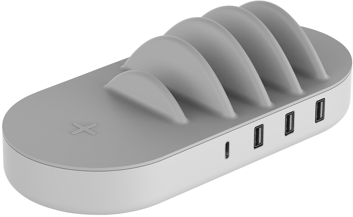 Bild von XLayer Family Charger Ladestation I 4 Port USB C Ladegerät mit Wireless Ladefläche I Schnellladegerät inkl. 4 Ladekabel I für iPhone 16 15 14,13,12,11 Pro Max Plus Samsung Galaxy Handy